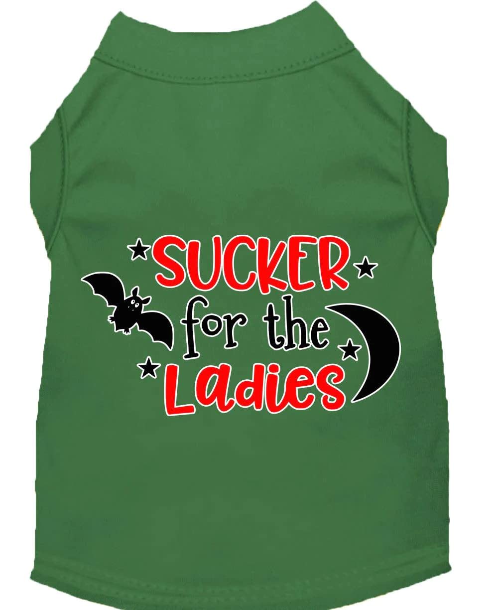 Pet Dog & Cat Shirt Screen Printed, &quot;Sucker For The Ladies&quot; Emerald Green MD (6-10 lbs.)