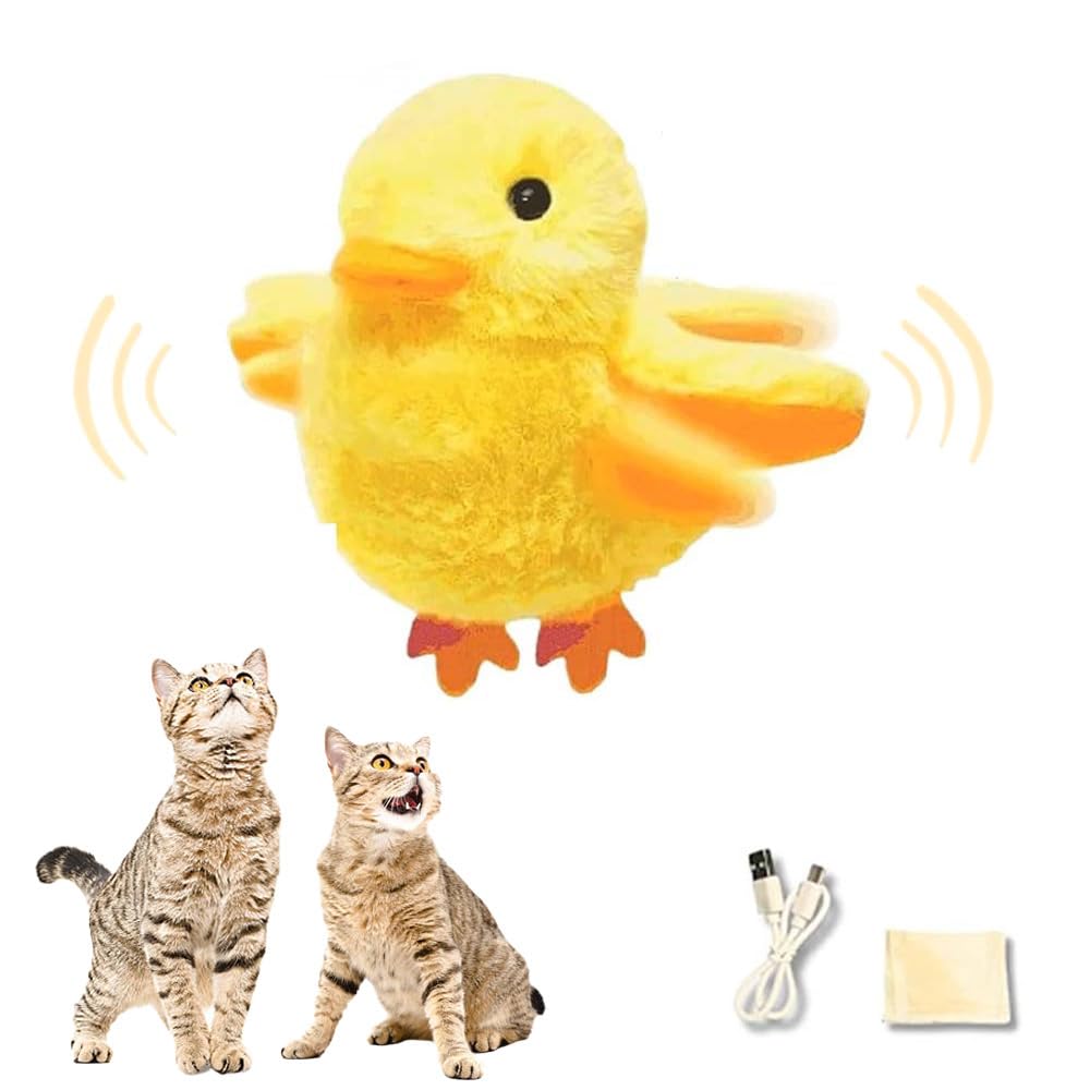 Cat Toys Rechargeable Flapping Duck 2025 New Interactive Cat Toy Beating Wings Duck With Lifelike Quack Chirping, Touch Activate