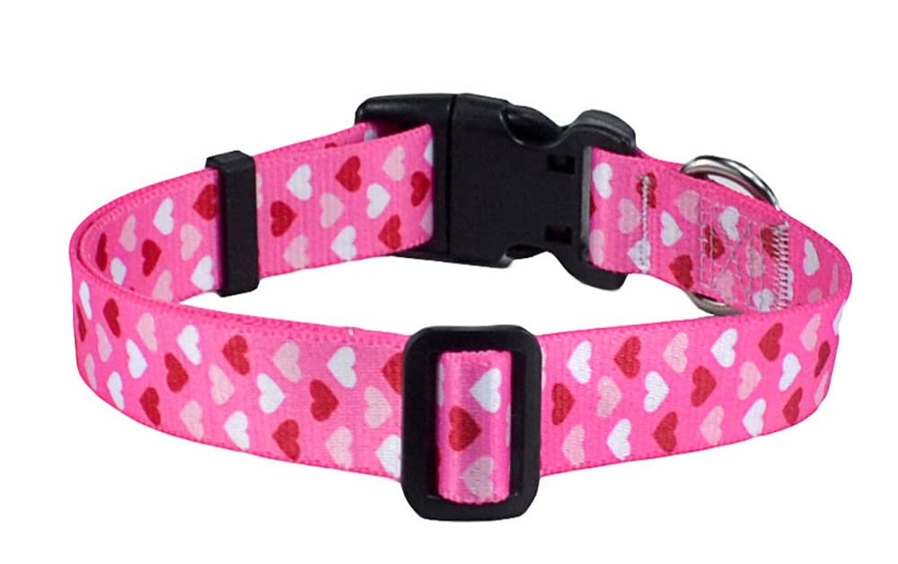 Mihqy Dog Collar - Adjustable Heart Dog Collar - Love Theme - Perfect For Small Medium Large Dogs(Pink Heart,L)