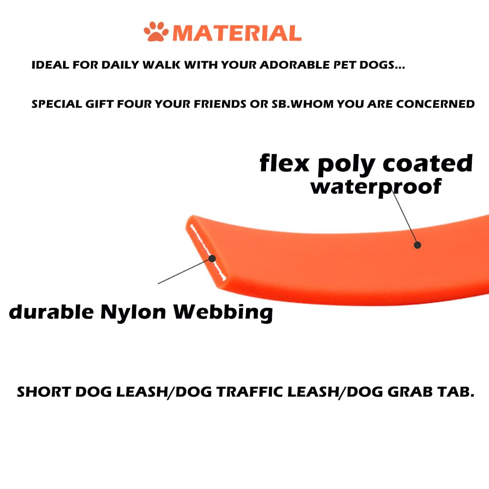 Short Dog Leash Traffic Dog Lead 2 Pcs Waterproof Safety Pets Training Leashes Orange & Blue 10' Pet Leads For Indoor Outdoor Daily Walking Backup Hiking (Blue&Orange 10 Inch)