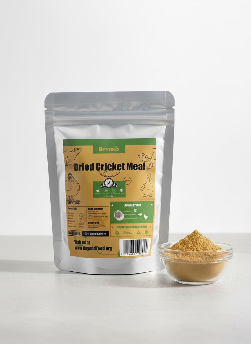 BeyondFeed Dried Cricket Flour - High Protein, Nutrient-Rich Insect Feed Supplement for Poultry, Fish, Reptiles & Exotic Pets - 