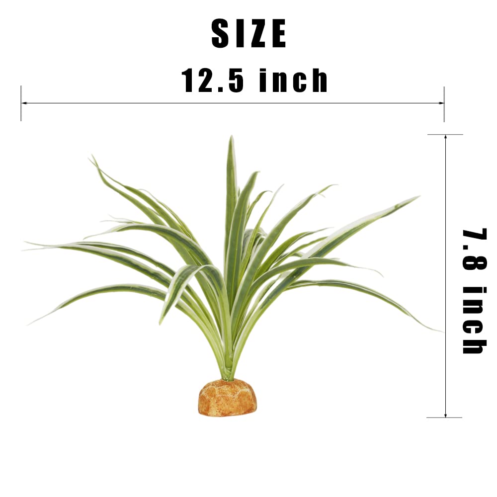 WOLEDOE Artificial Spider Plants, Reptile Terrarium Decor, Bearded Dragon Tank Accessories fit Crested Gecko Leopard Lizard Cham