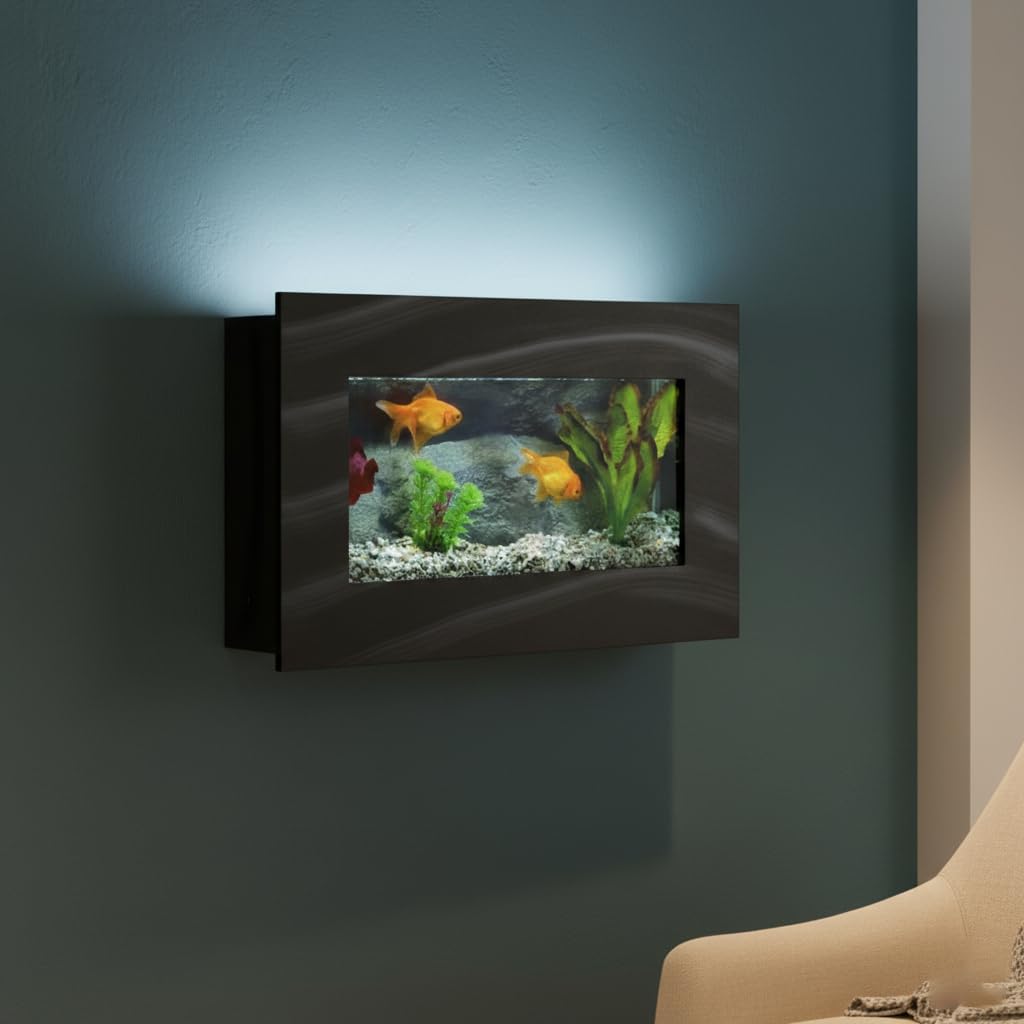 Aussie Aquariums 3.0 Wall Mounted Fish Tank Kit with LED Lighting, Built-in Filter System, Modern Space-Saving Design, Complete 