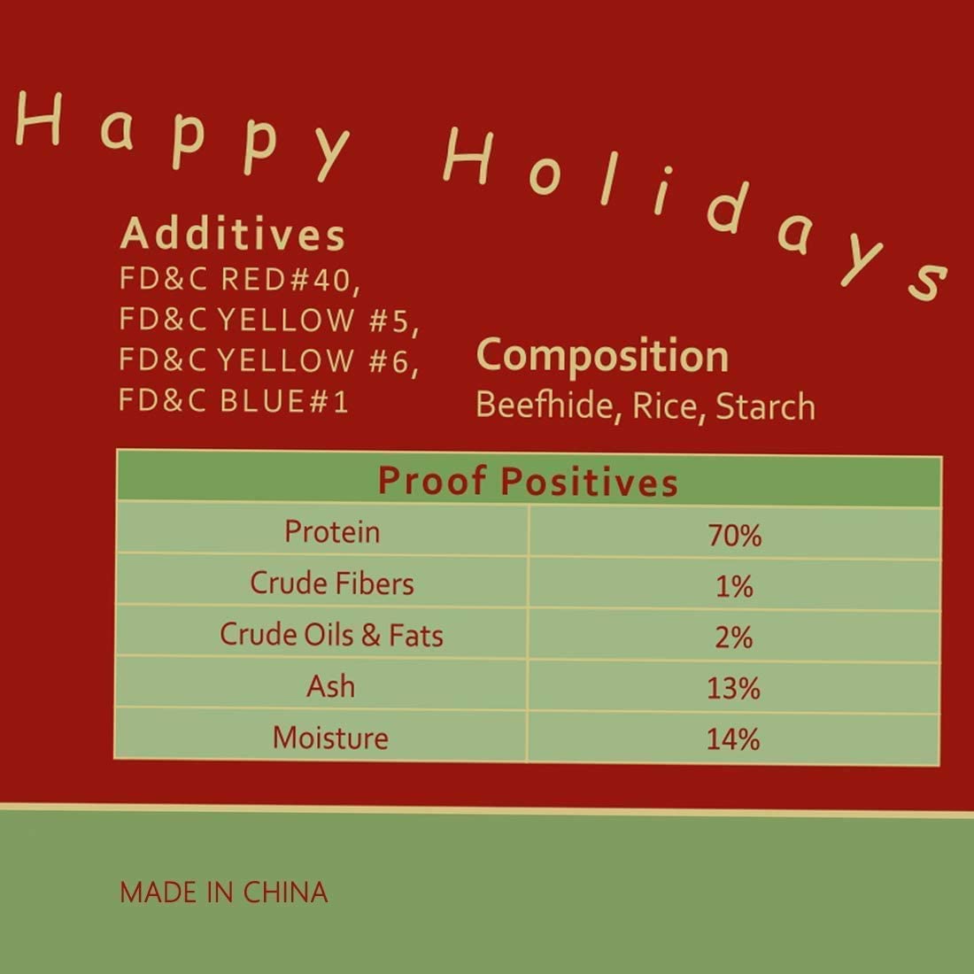MON2SUN Holiday Christmas Dog Rawhide Treats Stocking for Small to Medium Dogs (13Count)