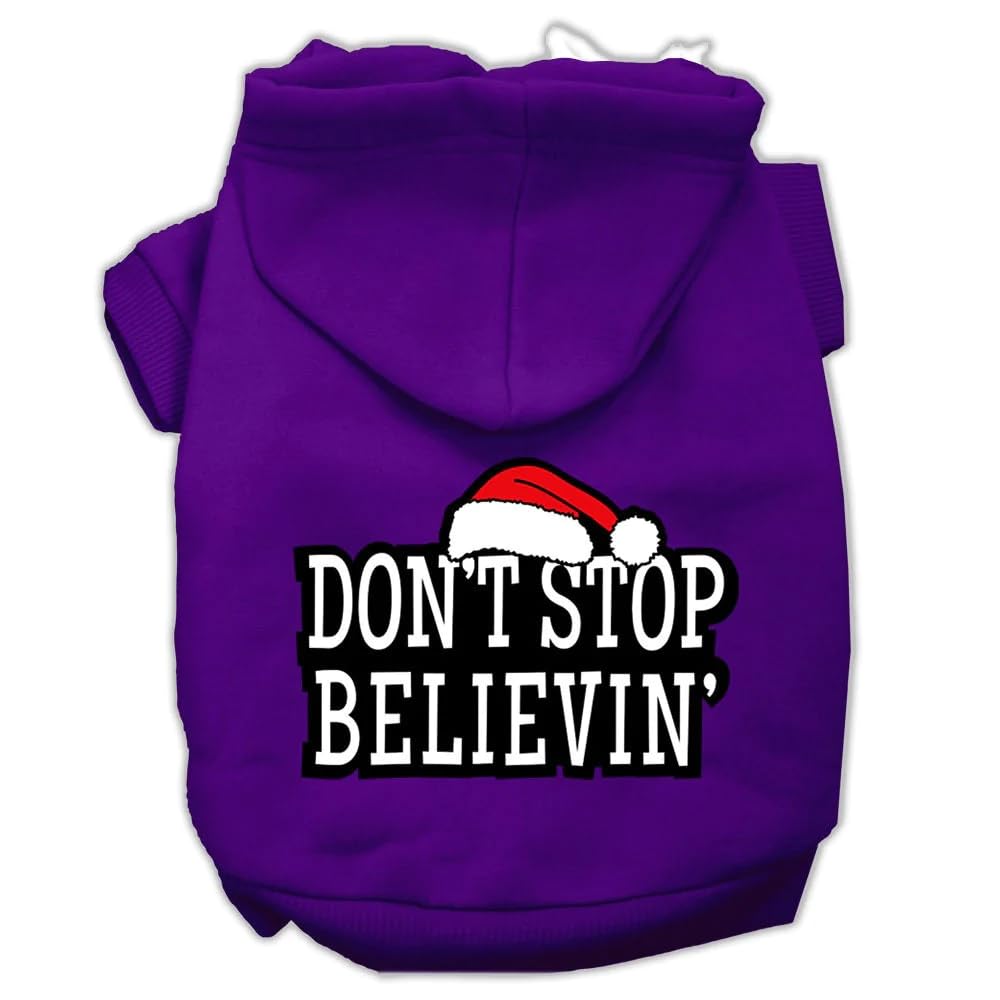 Christmas Pet Dog & Cat Hoodie Screen Printed, Don't Stop Believin Brown XL (14-20 lbs.)