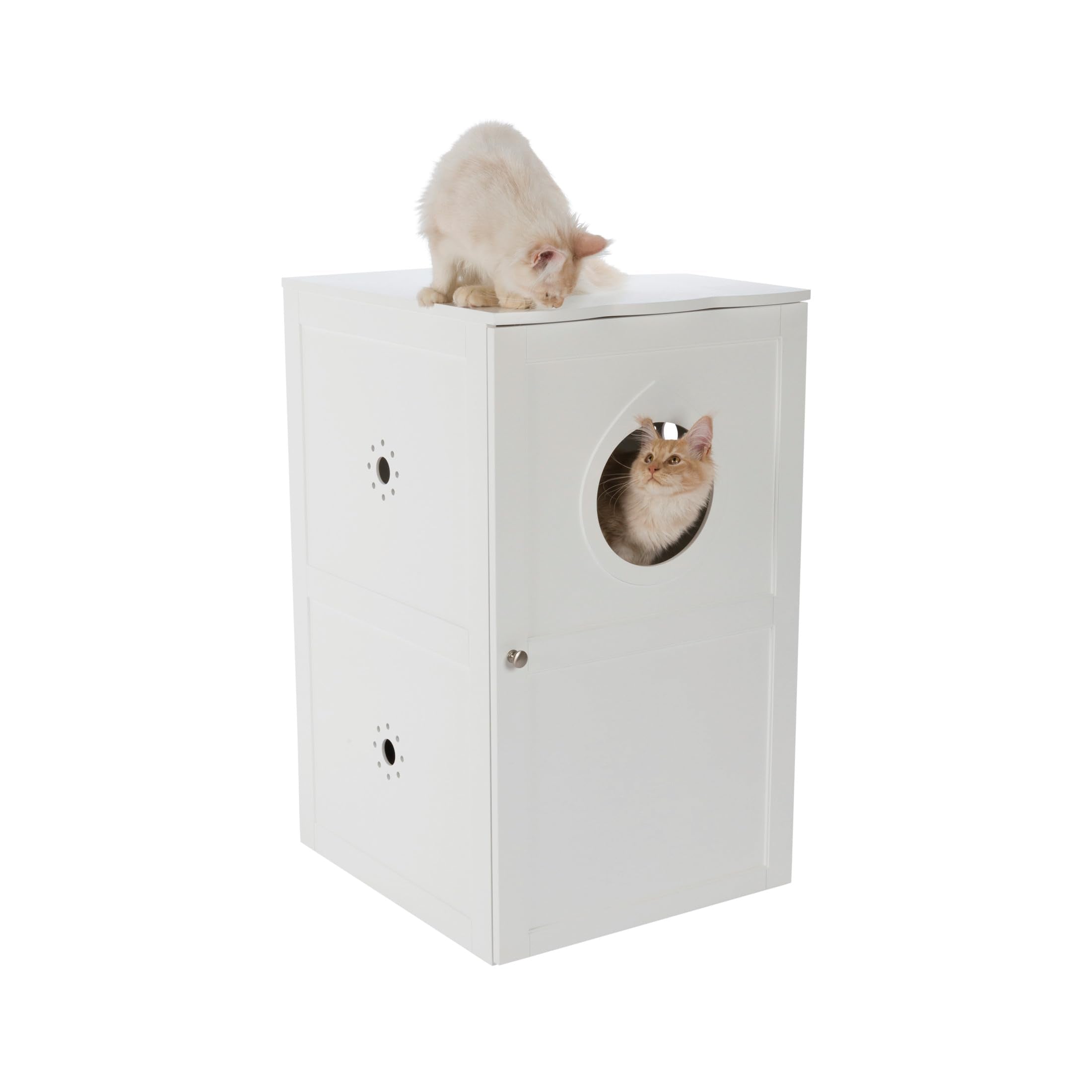 Trixie 2-Story Furniture Style Litter Box Enclosure And Pet Home, Hidden Cat Litter Box, White