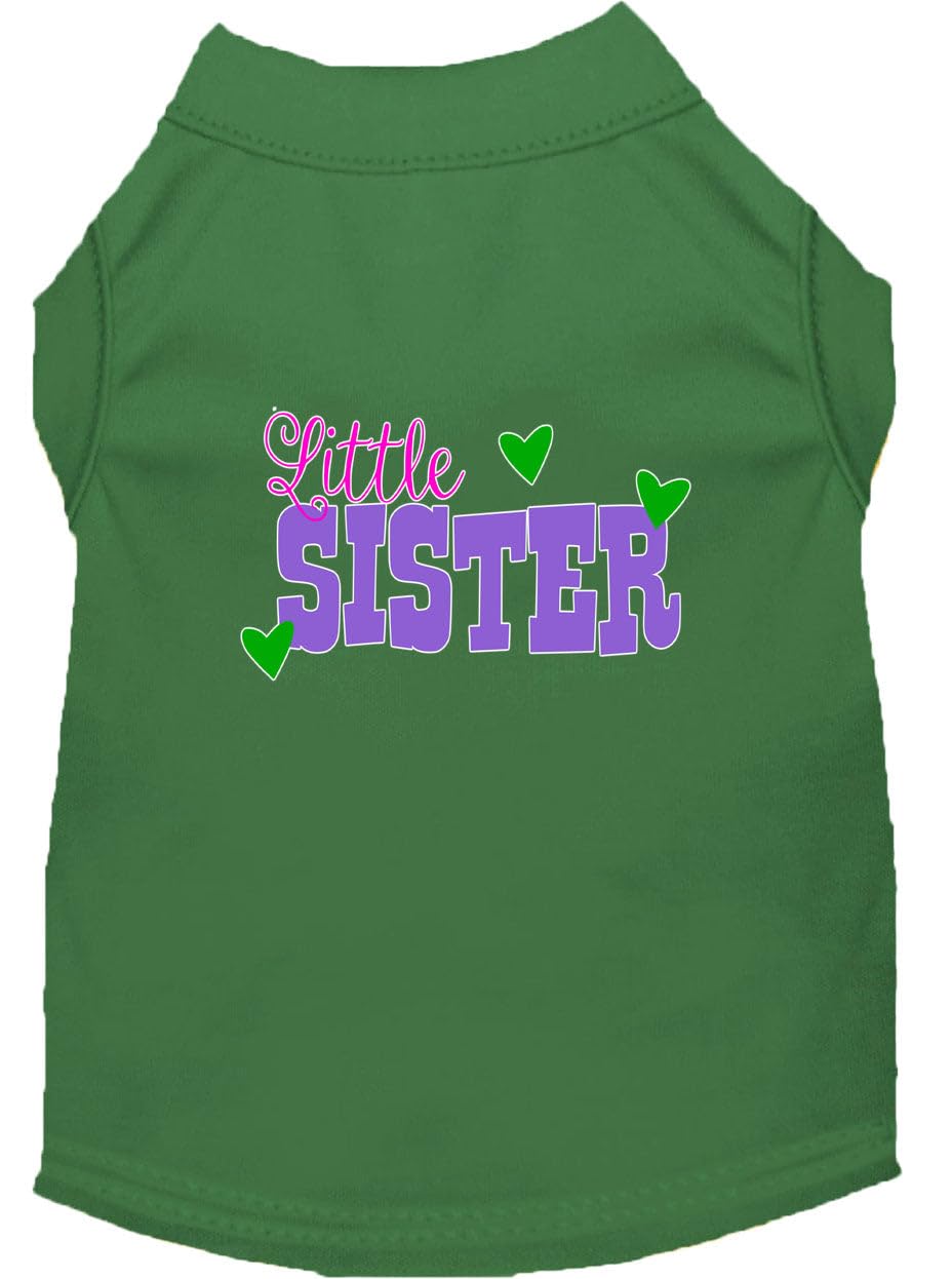 Pet Dog & Cat Shirt Screen Printed, &quot;Little Sister&quot; Emerald Green SM (3-6 lbs.)