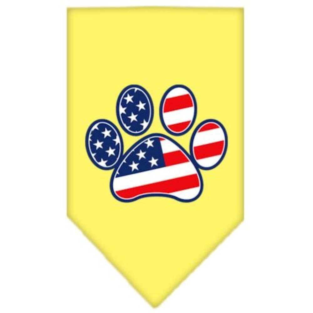 Pet and Dog Bandana Screen Printed, &quot;Patriotic Paw&quot; Yellow Large