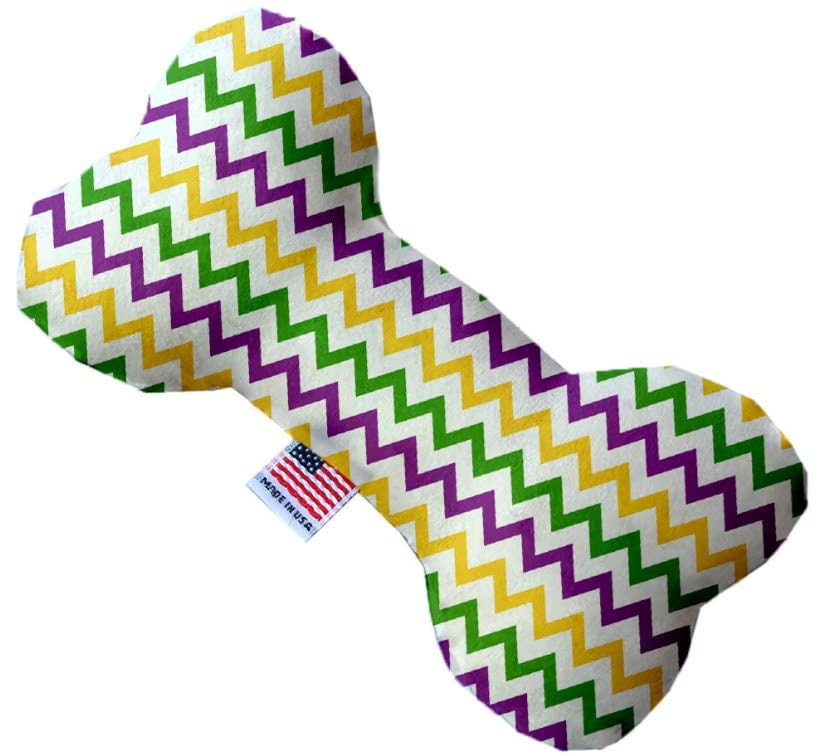 Pet and Dog Plush Heart or Bone Toy, &quot;Mardi Gras Group&quot; (Available in different sizes, and 10 different pattern options!) Mardi Gras Polka Dot 6&quot; Plush Bone