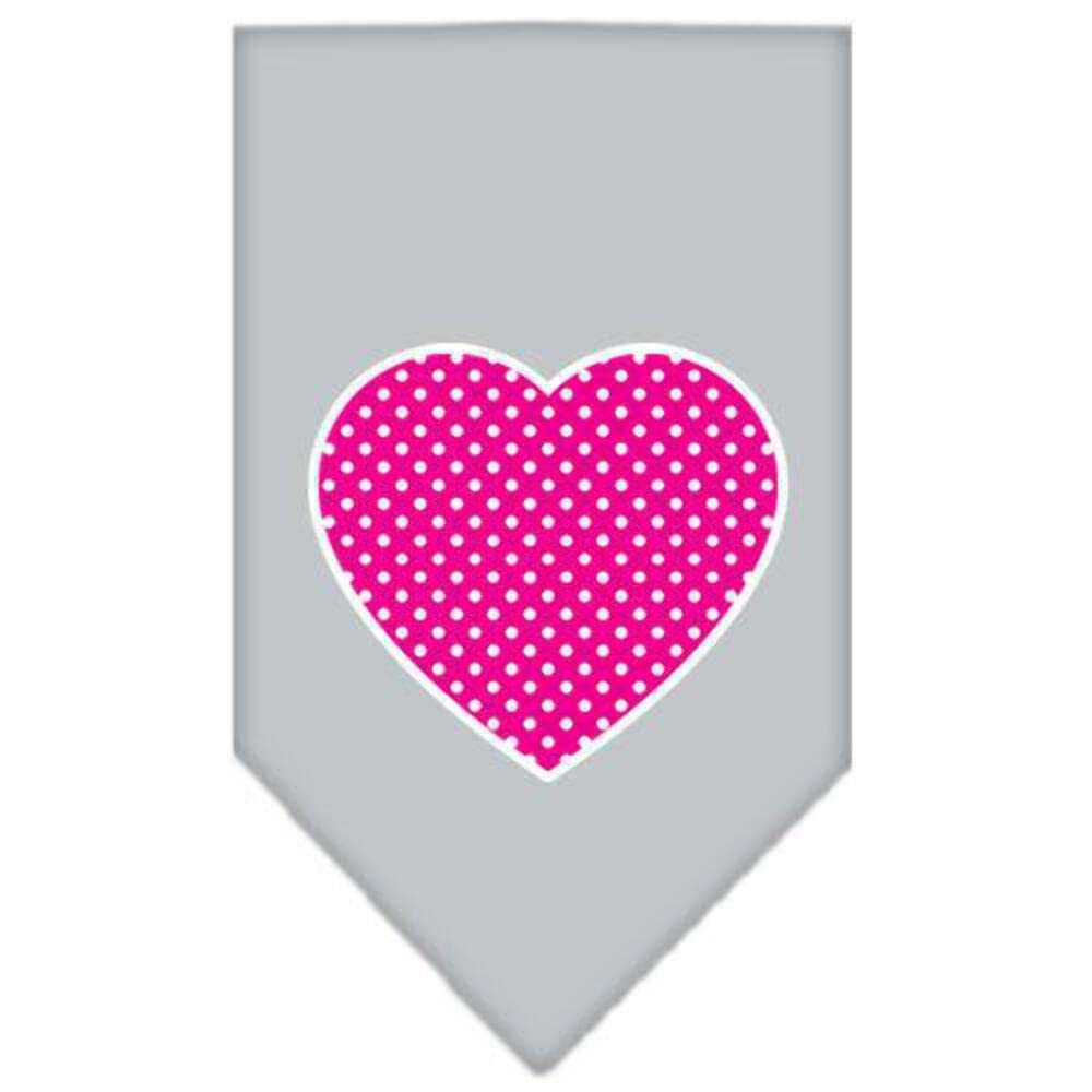 Pet and Dog Bandana Screen Printed, Pink Swiss Dot Heart Emerald Green Large