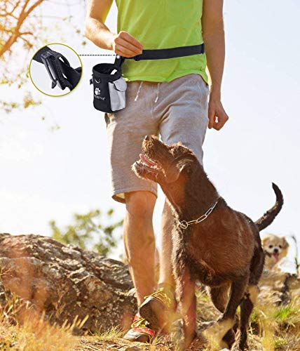 AMZNOVA Dog Treat Bag, Puppy Training Pouch, Animal Walking Snack Container Best Hiking Toys Pack Dispenser Carries with Waistba