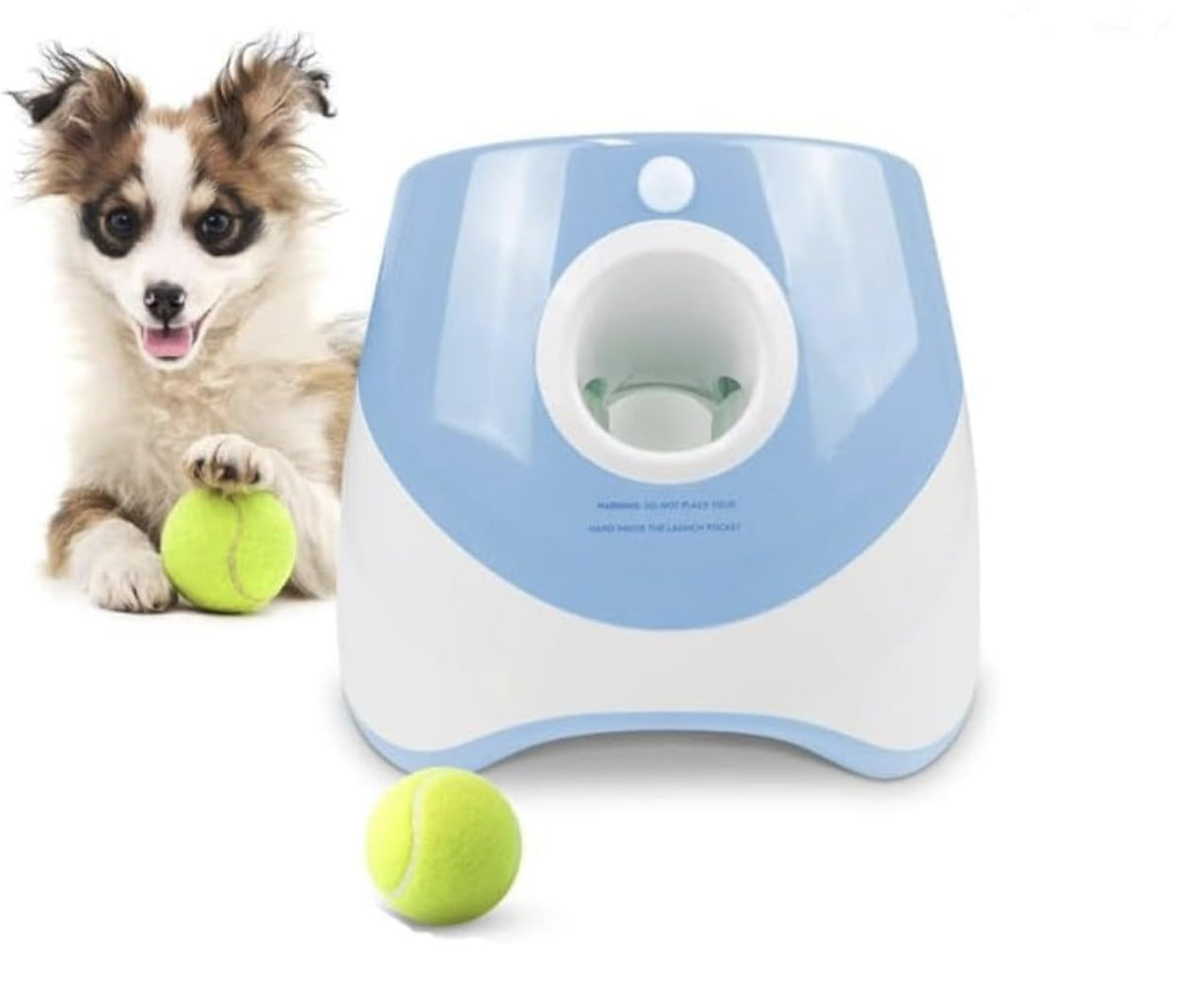 Automatic Dog Ball Launcher, Interactive Indoor & Outdoor Dog Toy, Ball Thrower Machine With 3 Tennis Balls For Small Dogs. (Blu