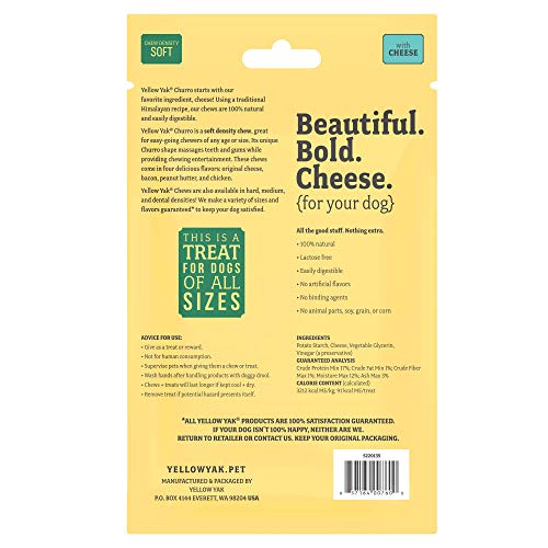 Yellow Yak Churro Chew | USA Made | Lactose - Soy - Grain - Gluten Free | for All Dogs | 4 Churro Chews | Real Cheese Flavor