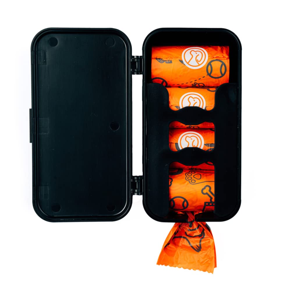 PEXTER Dog Poop Bag Dispenser - Black, 241 Piece Set, Stick-On/Screw-On Mount, Includes 4 Doggie Bag Rolls for Indoor/Outdoor Use