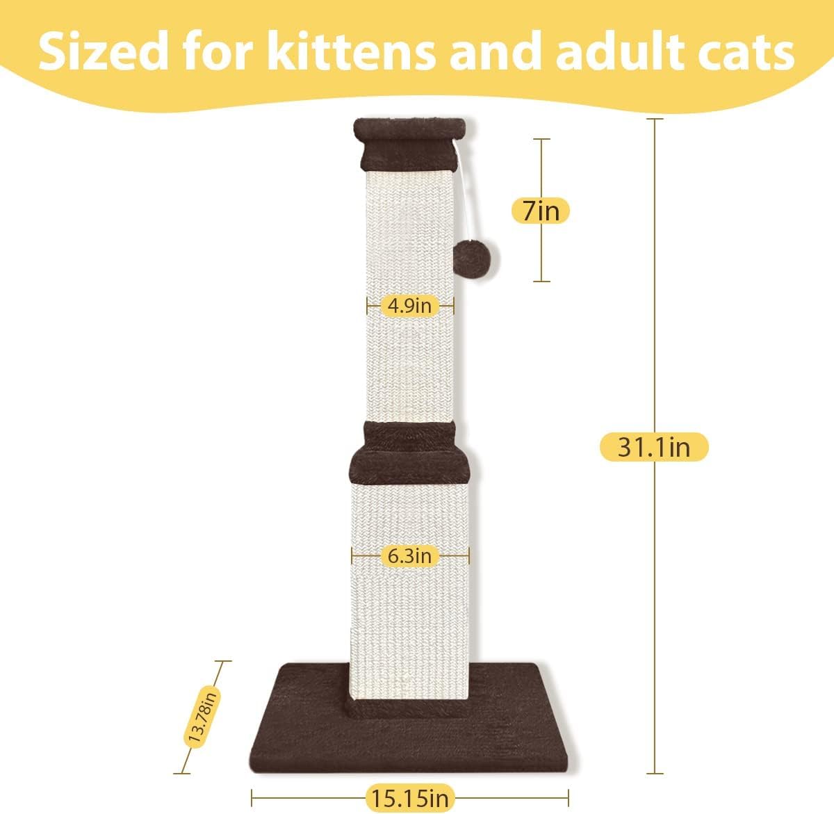 Agym Cat Scratching Post, 32 Inch Cat Scratch Post For Cats And Kittens, Protect Your Furniture And Exercise Cats, Nature Sisal