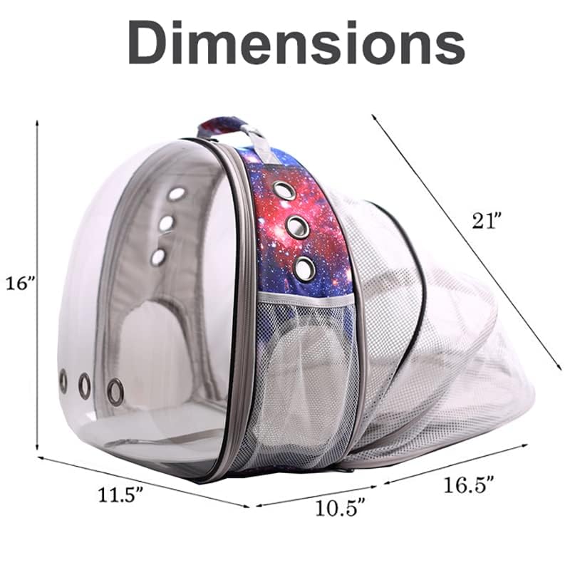 Galaxy Blue Cat Bubble Backpack, Back Extension Space Capsule Astronaut Clear Window Fit Up To 12 Pounds Cat, Vet Transport Carr