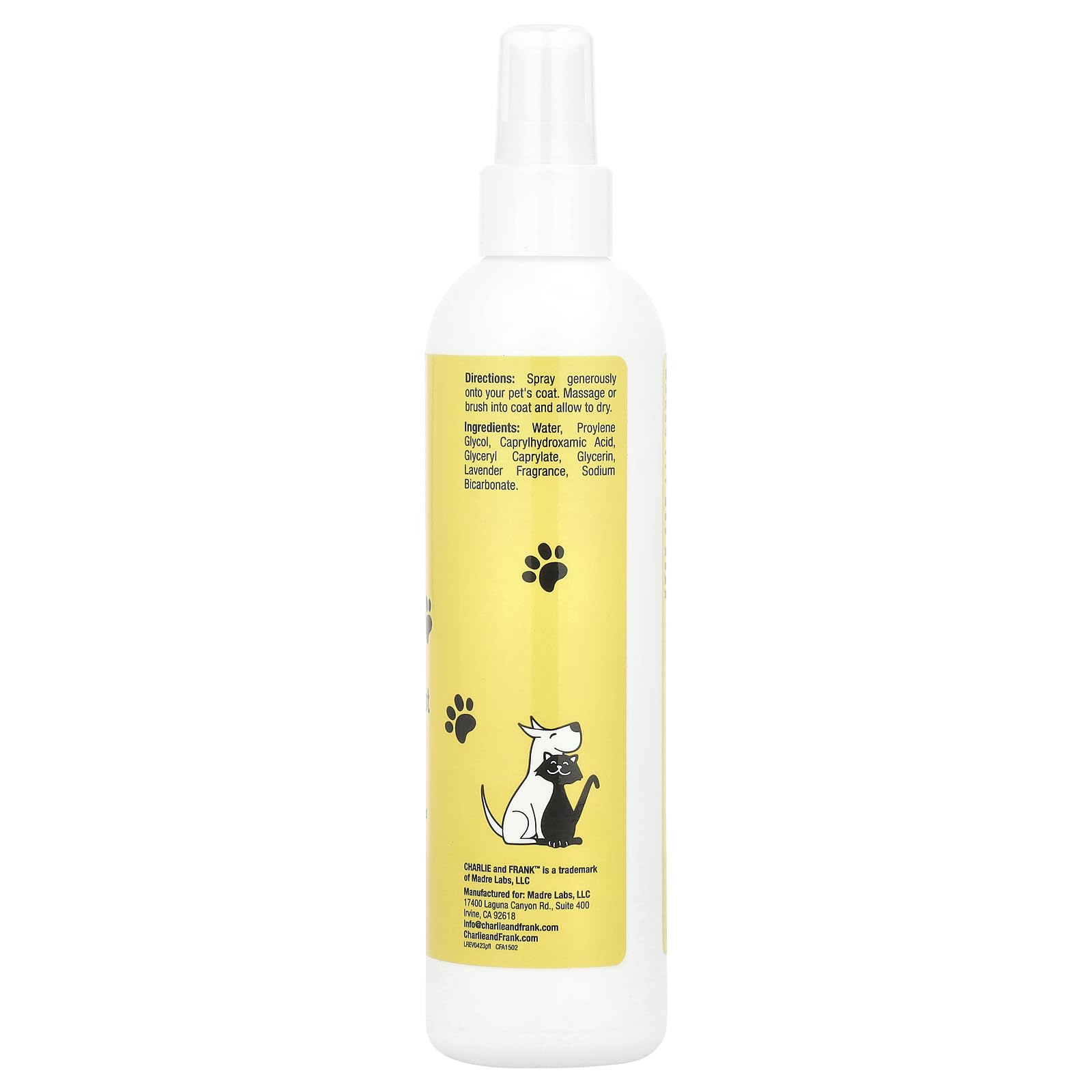 Charlie & Frank Pet Smell Good Grooming Mist, Lavender, In Between Bath Spray For A Clean & Shiny Coat, 8 Fl Oz (237 Ml), Charli