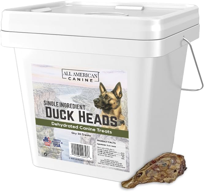 30 Natural Duck Head Dog Treats - Single Ingredient, Dehydrated & Digestible - Low-Fat, High-Protein Chew for Training & Dental 