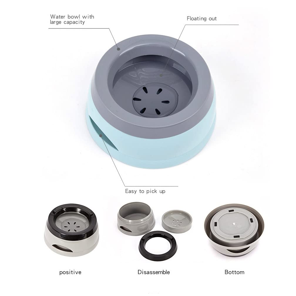 Love Dream No Spill Dog Water Bowl, No Drip Slow Water Feeder Dog Bowl No Slip Vehicle Carried Pet Water Dispenser 25 Oz With Floating Disk Slow Drinking Bowl For Dogs Cats (Blue)