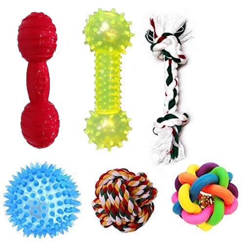 PSK PET MART Squeaky Rope, Ball Chew Teether Toys for Dog, Puppy (Combo of 6)