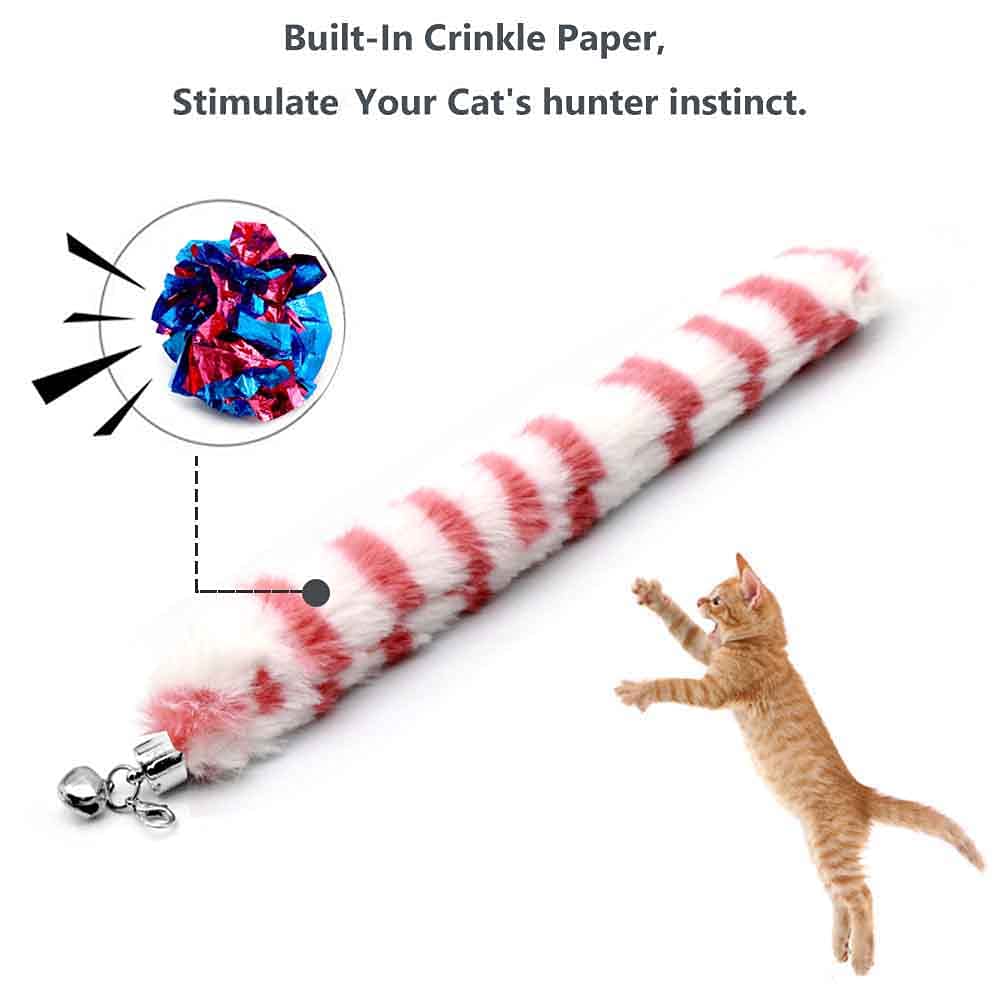Lasocuhoo Cat Worm Toys, (3 Packs) Interactive Cat Wand Replacement, Cat Wand Refill Attachments For Indoor Cats, Fit For Most C