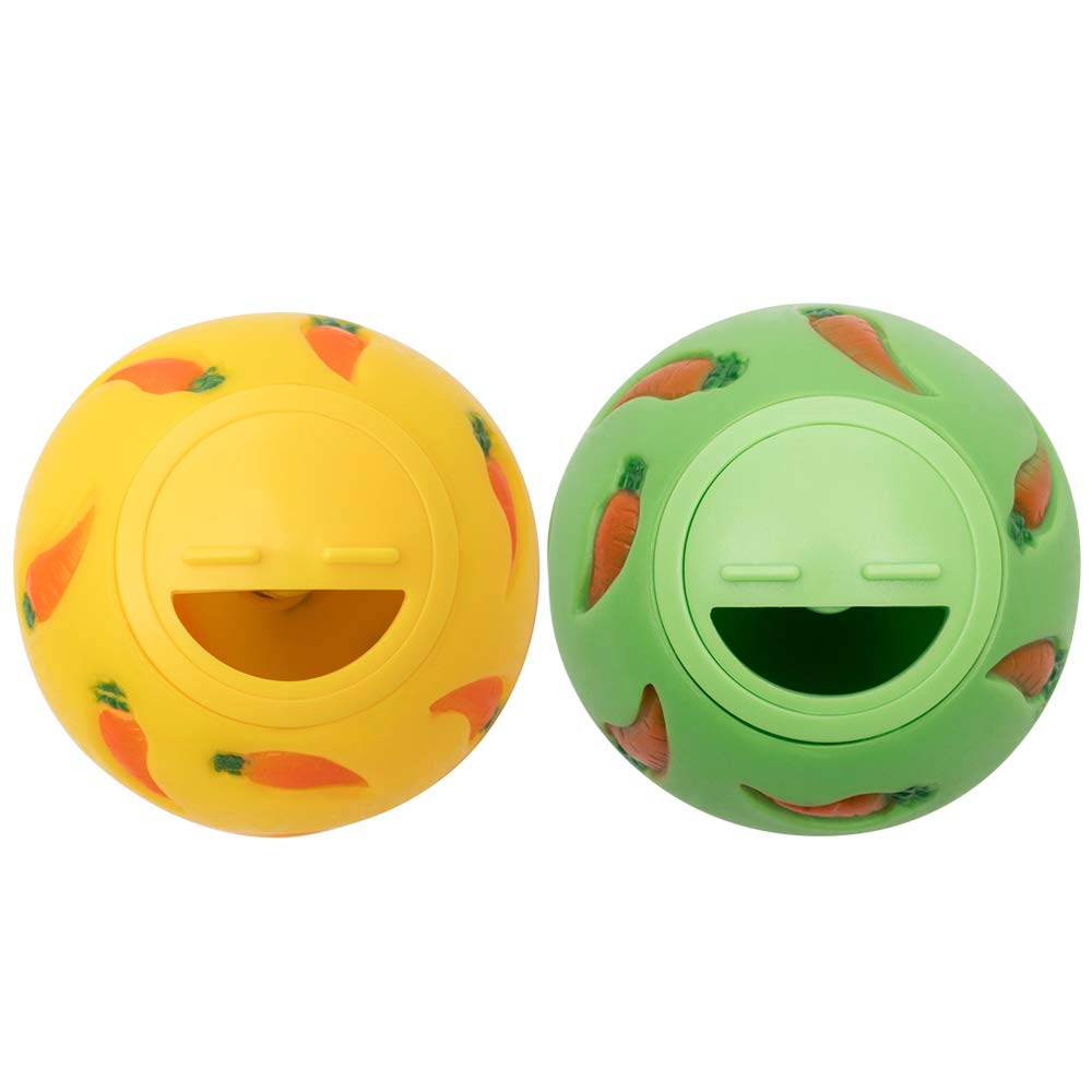 Niteangel Treat Ball, Snack Ball For Small Animals (Small, Yellow & Green)
