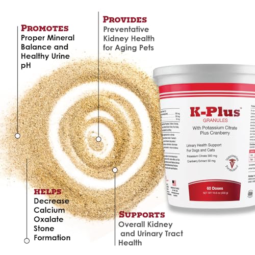 K-Plus Potassium Citrate Plus Cranberry Granules for Dogs and Cats - Veterinarian Approved UTI Remedy Granules - Supports Bladde