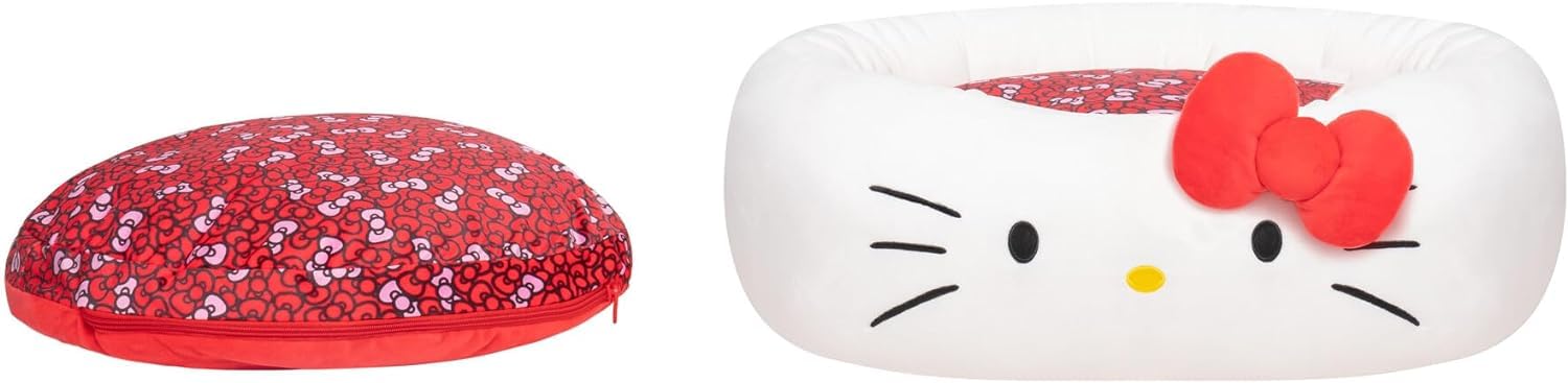 Hello Kitty And Friends Hello Kitty Pet Bed - Pet Bolster Bed With Character Design And Machine Washable Removable Insert - Size