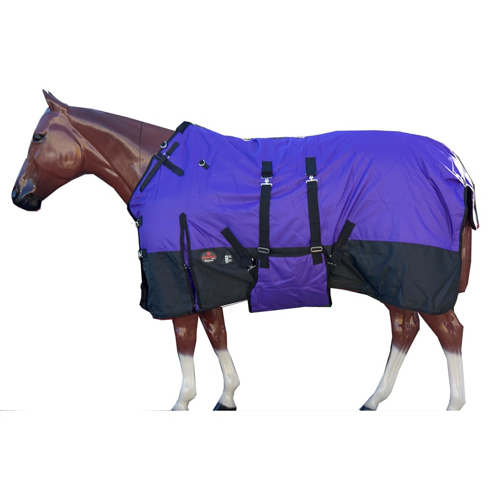 HILASON 1200D Winter Waterproof Poly Horse Turnout Blanket Belly Wrap Purple | 68 in