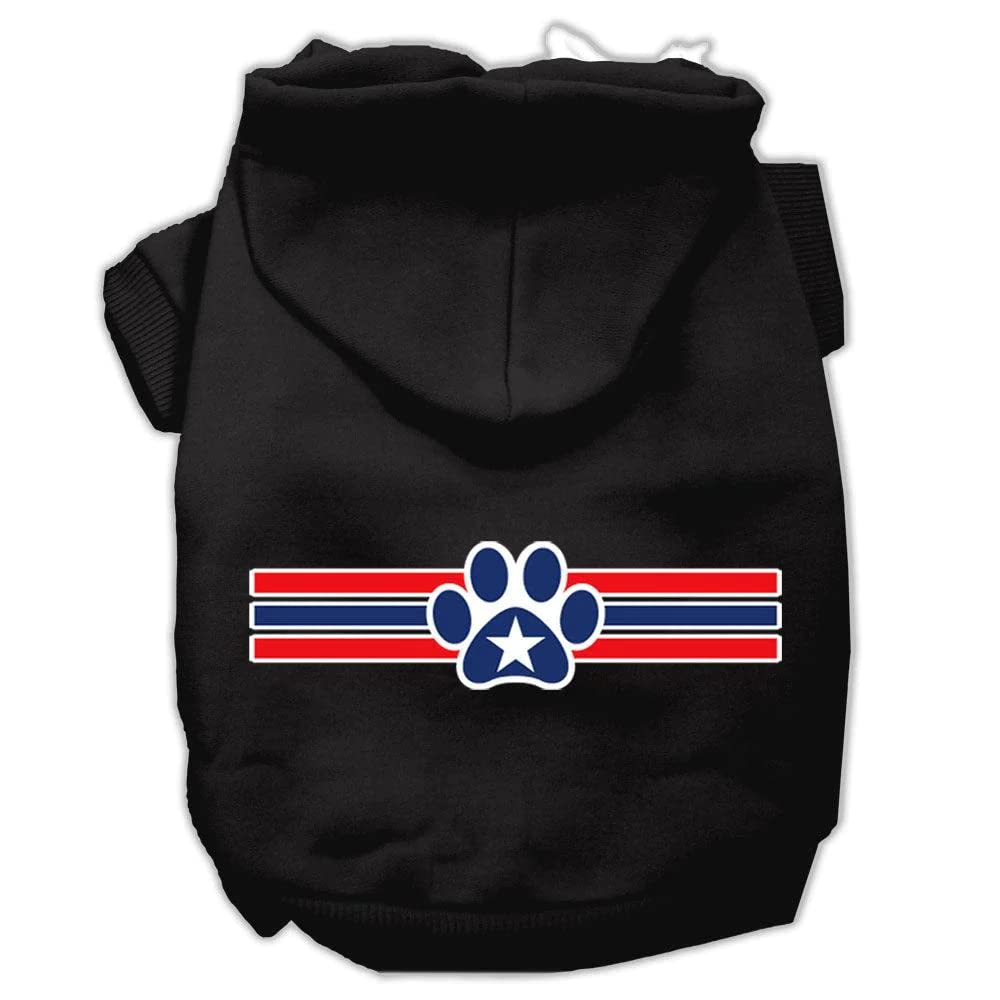 Pet Dog & Cat Hoodie Screen Printed, 'Patriotic Star Paw' Cream 3Xl (25-35 Lbs.)