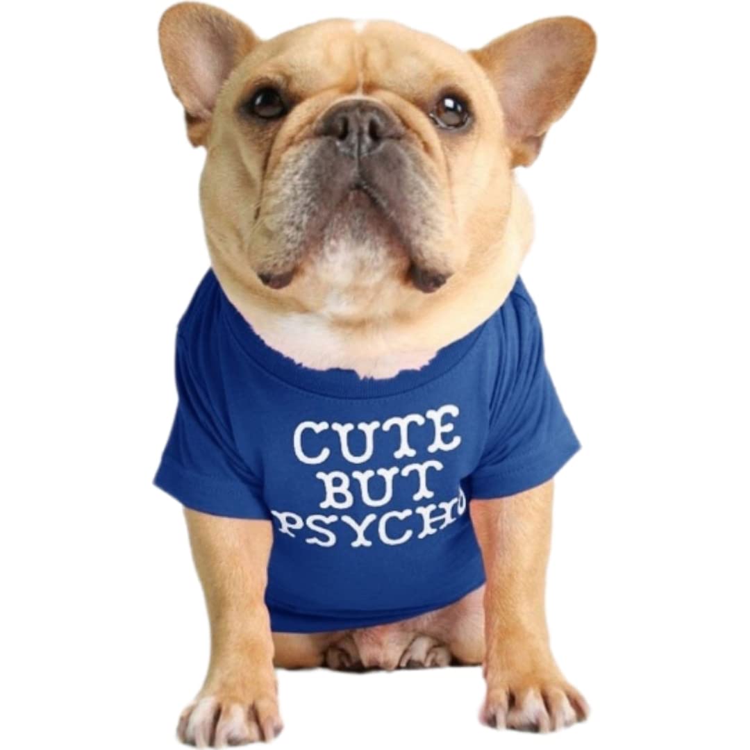 Kutkut Pet Dog Breathable Stretchy Round Neck T-Shirt Cute But Psycho Small Dog Cats Summer Cooling Soft Cotton Tshirt|Pug,Frenc