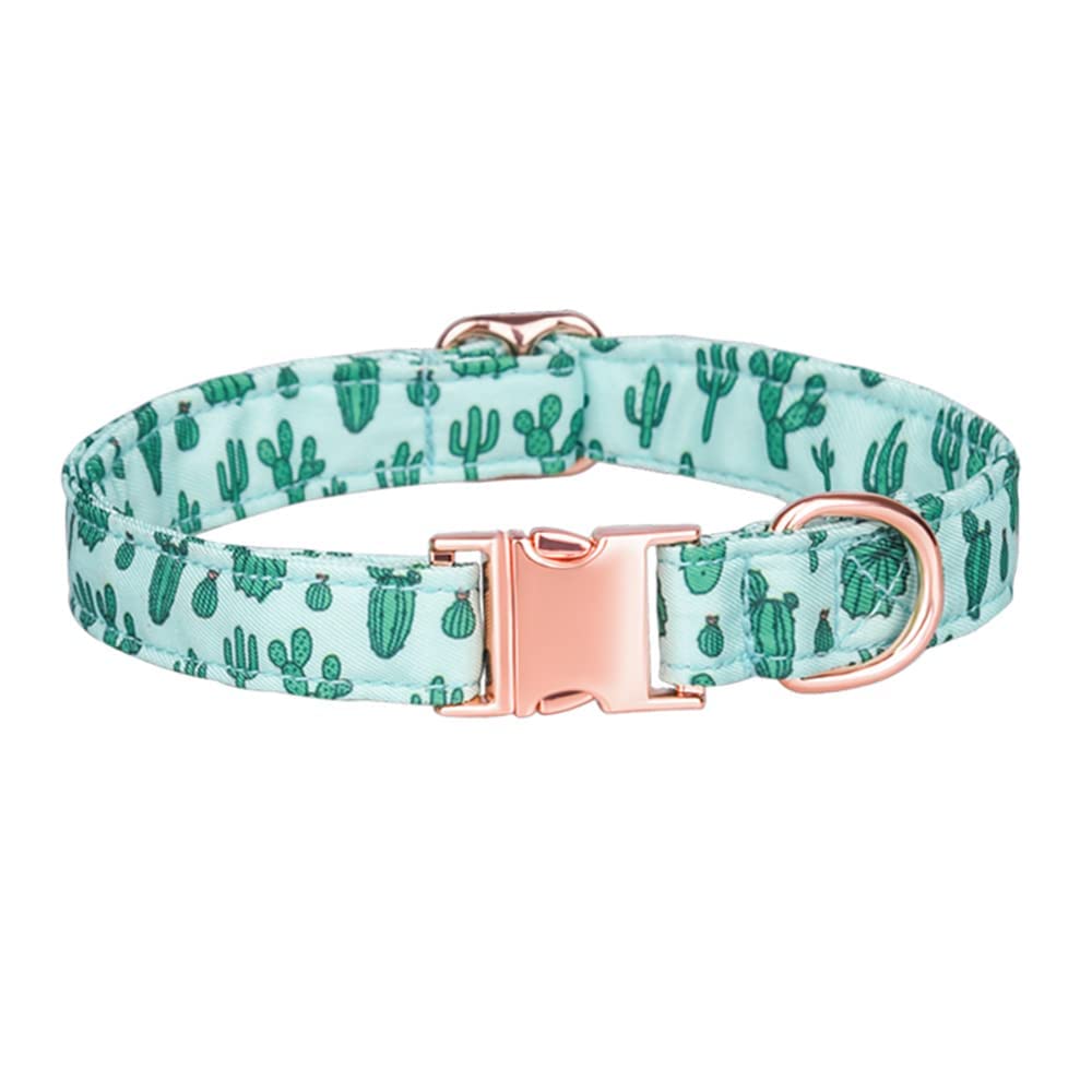 Xdudeed Wud Dog Collar, Cute Flower Floral Patterns Pet Collars For Girl Female Boy Small Medium Large Dogs, Strong Rose Gold Me