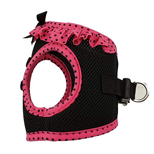 Doggie Design No Choke Dog Harness - Simple Step-In And Go Dog Vest For Small, Medium, And Large Breeds - Breathable Mesh Polyester Pet Harness - Hot Pink And Black Polka Dot - Xl