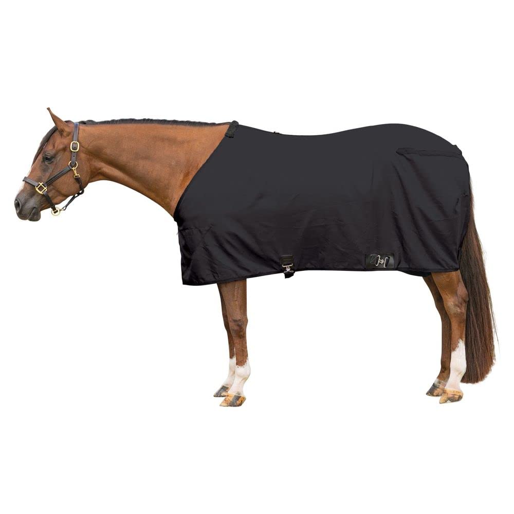 Dura-Tech Closed Front Nylon Horse Stable Sheet | Color Black | Size 80 | Everyday Use | Breathable 420D Nylon | Contour Cut | F