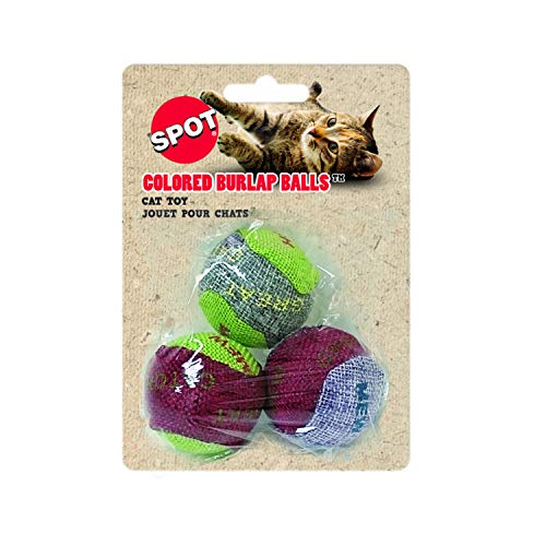 Ethical Burlap Balls Cat Toys Assorted Colors, 3-Pack