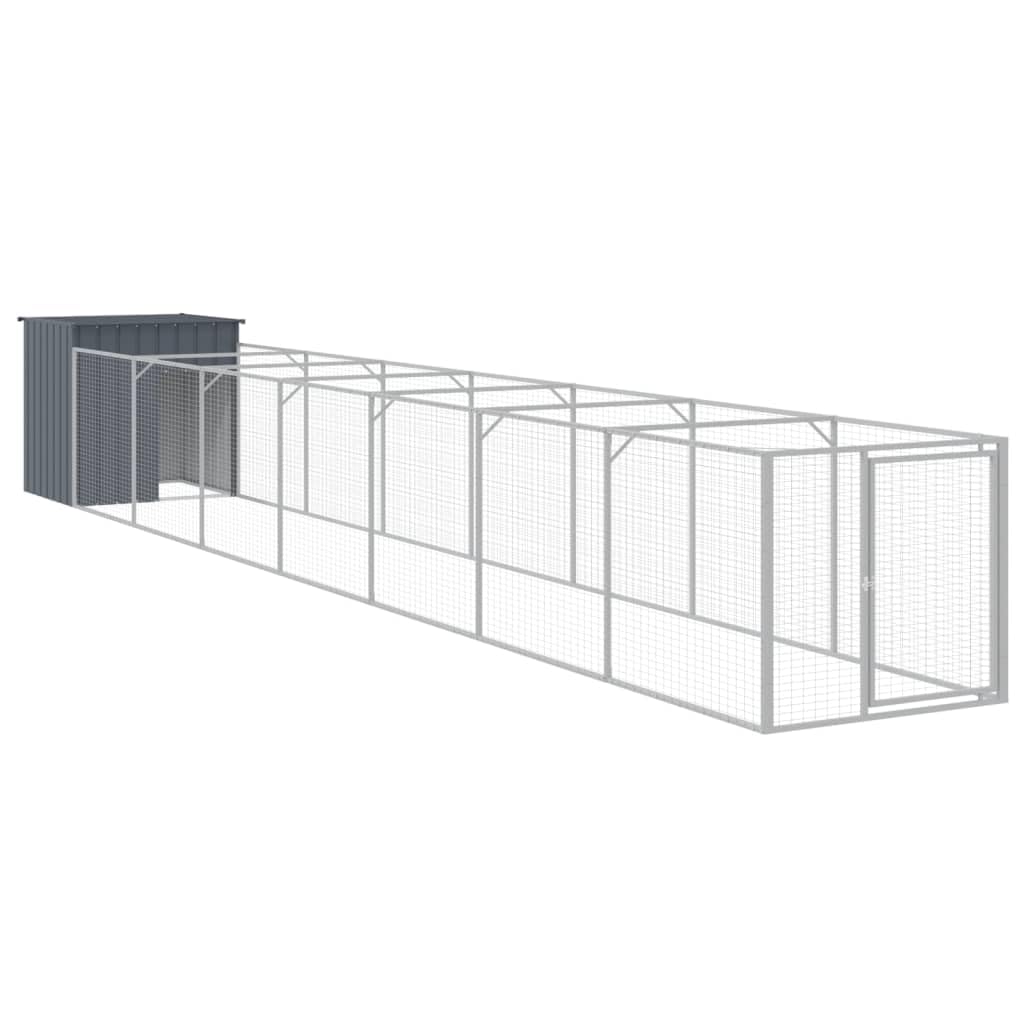 vidaXL Dog House with Run Anthracite 43.3x320.1x43.3 Galvanized Steel