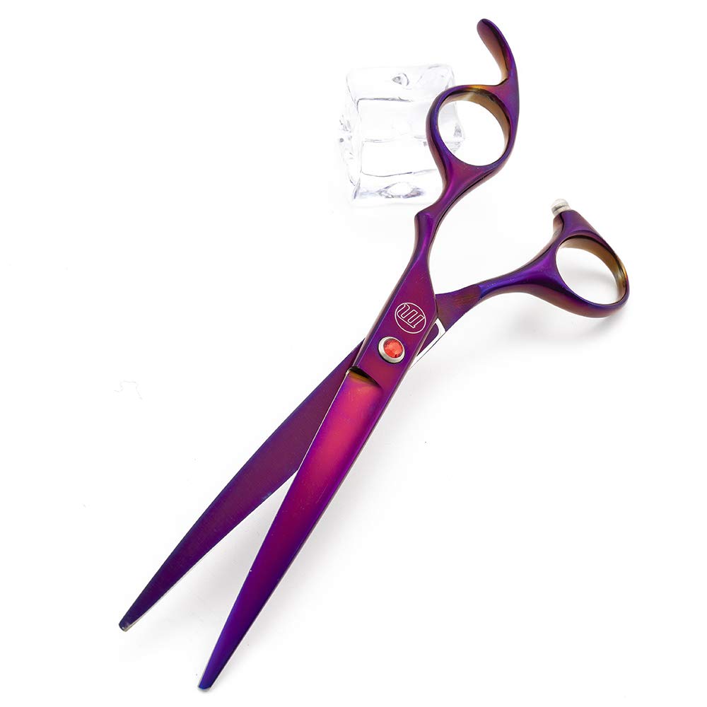 Moontay Professional 7.0' Dog Grooming Scissors Set, 4-Pieces Straight, Upward Curved, Downward Curved, Thinning/Blending Shears For Dog, Cat And Pets, Jp Stainless Steel, Purple