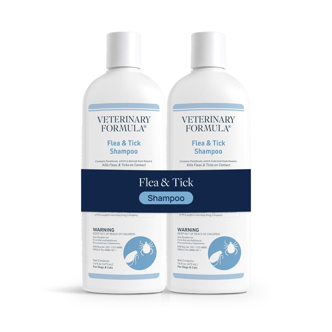 Veterinary Formula Flea and Tick Shampoo for Dogs and Cats, Flea and Tick Control Formula Helps Soothe Itchy Skin While Cleansin