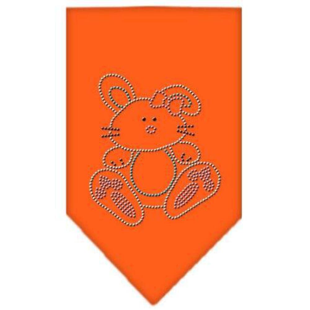 Pet and Dog Bandana Rhinestone, "Bunny" Orange Large