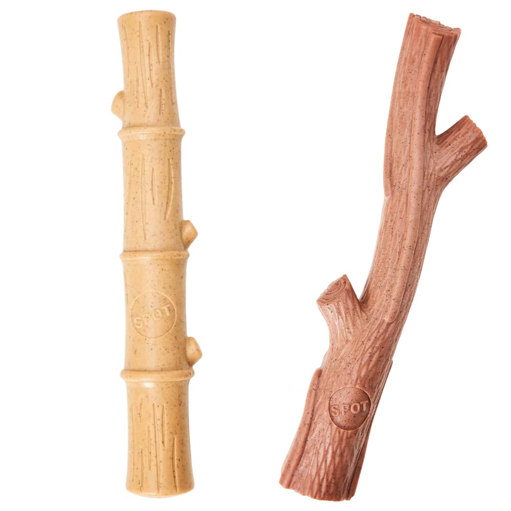 Spot Bambones Bamboo Plus Bamboo Stick 2 Pack Bundle - Easy Grip Durable Dog Chew Toy For Aggressive Chewers & Puppies -A Non Sp