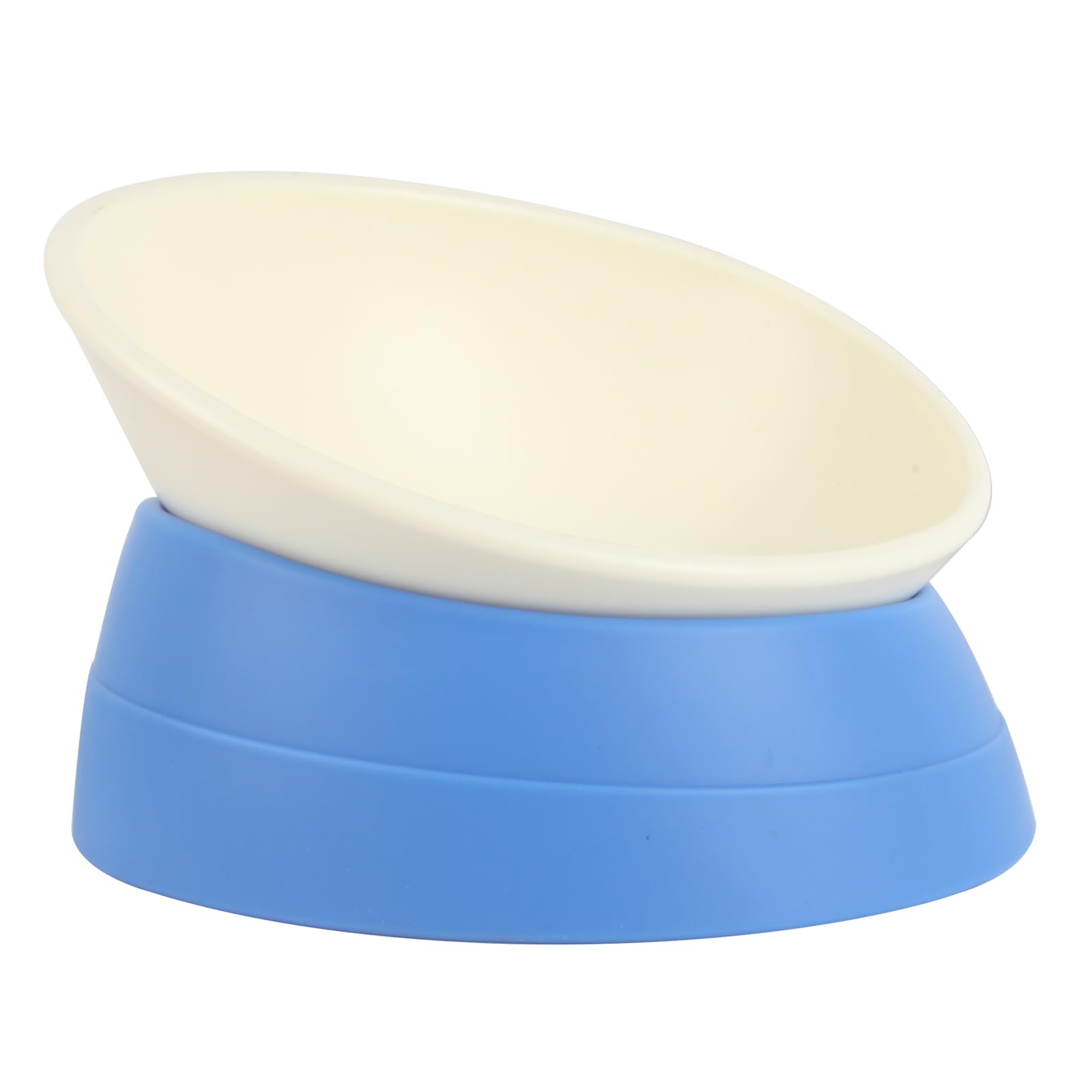 Bulldog Bowl Anti-Slip Dog Cat Dish Detachable Rubber Dog Bowl Pet Sterile Tilted Pet Feeder Slope Base (Blue, 2 Cup (Small/Medi