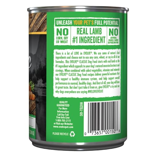 Evolve Classic Lamb and Rice Recipe Canned Dog Food, 13.2oz (Pack of 12)