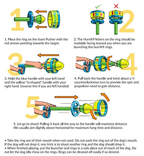 Hurrik9 65-Ft. Flying Ring Launcher Dog Exerciser Starter Pack With Extra-Tough Rings | Quickly Exercises Your Dog | Dog Toy Lau