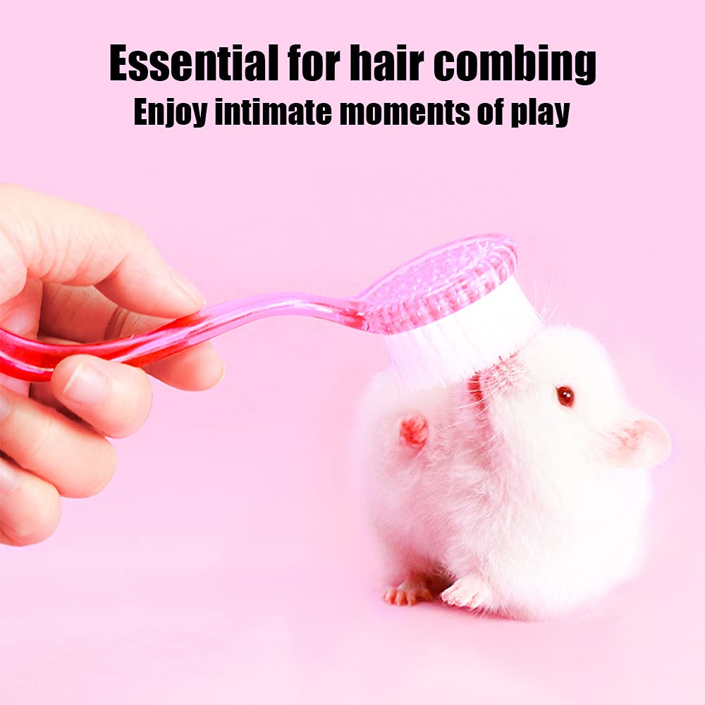 Woledoe 2Pcs Hamster Brush And Comb, Fit Guinea Pig, Ferrets, Rats, Chinchilla, Bunny - Pink