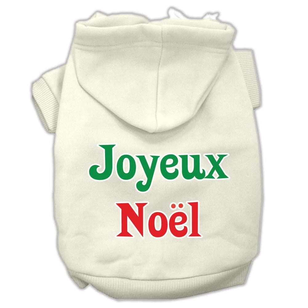 Christmas Pet Dog & Cat Hoodie Screen Printed, Joyeux Noel Blue XL (14-20 lbs.)