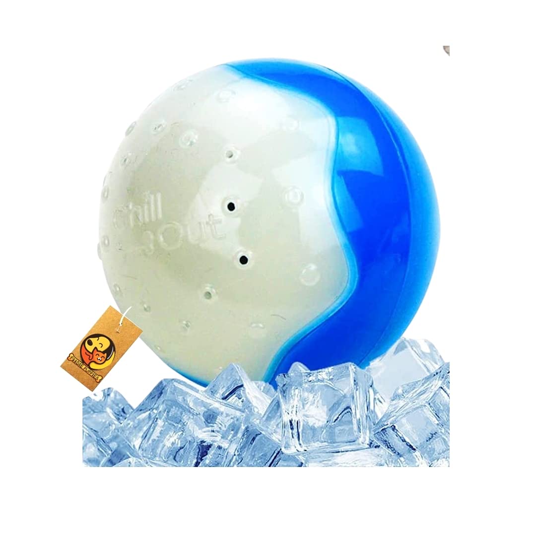 Foodie Puppies Durable Interactive Frozen Blue & White Cooling Teether Ice Ball Chilled Toy For Dogs And Puppies | Chewing, Teet