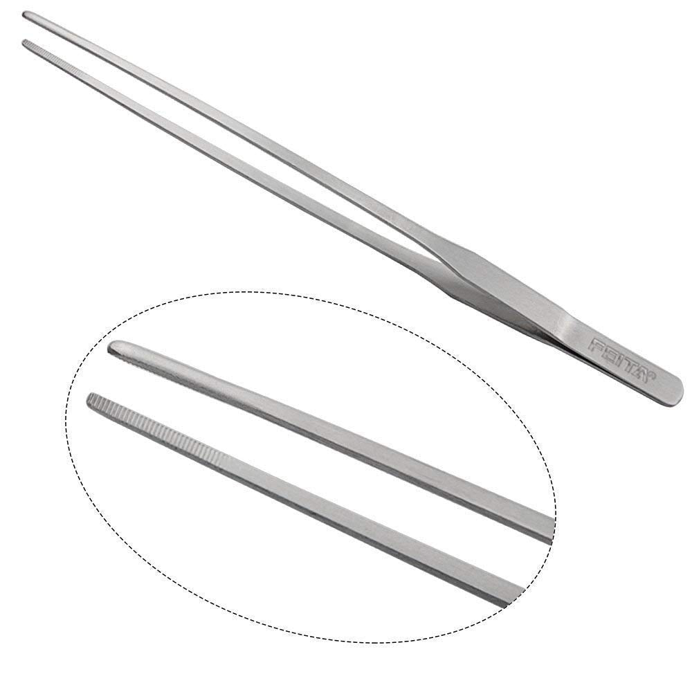 Aquarium Tweezer Set - Feita Long Stainless Steel Curved & Straight Aquarium Feeding Tweezers Scissors Maintenance Tools Kit (3 Pcs)
