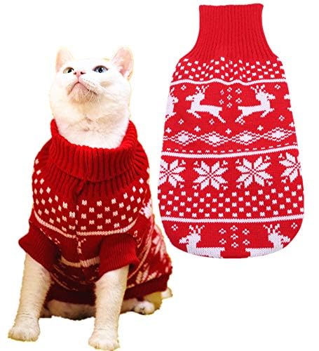 Reindeer Dog Turtleneck Sweater,Puppy Christmas Sweaters For Small Dogs Cat