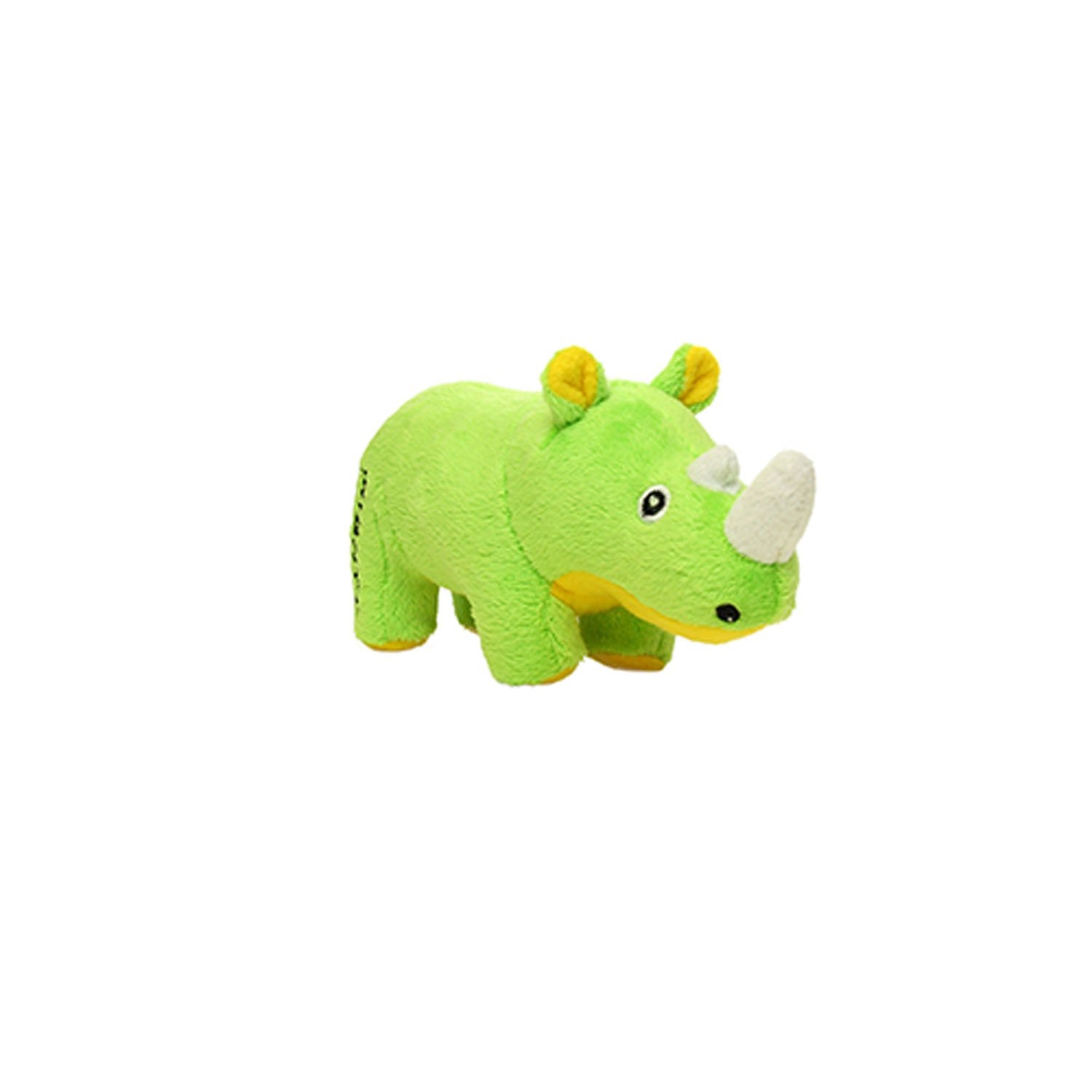 Mighty- Safari Junior Green Rhino - Squeaker-Multiple Layers. Made Durable, Strong & Tough. Interactive Play (Tug, Toss & Fetch). Machine Washable & Floats