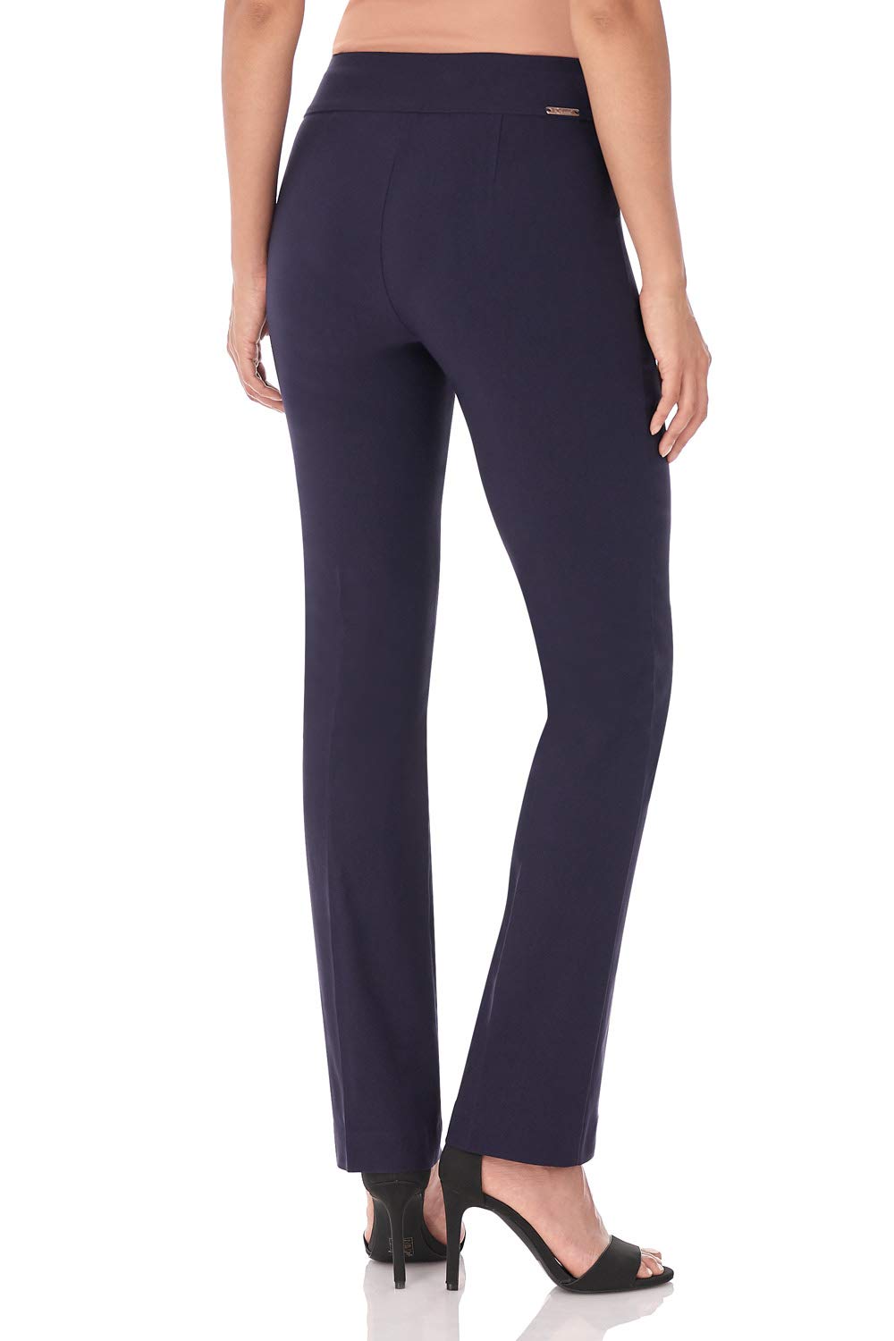 Rekucci Womens Ease Into Comfort Straight Leg Pant With Tummy Control (6 Short, Navy)